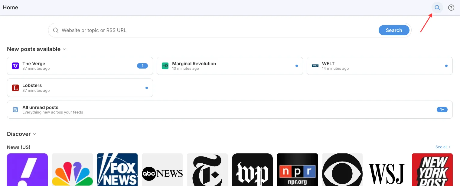 Search on Home Page