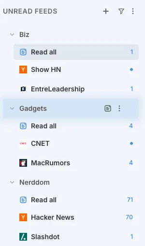 folder reading in the left sidebar